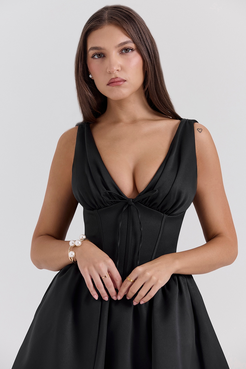 Emmeliette  Black Satin Mini Dress — image 5