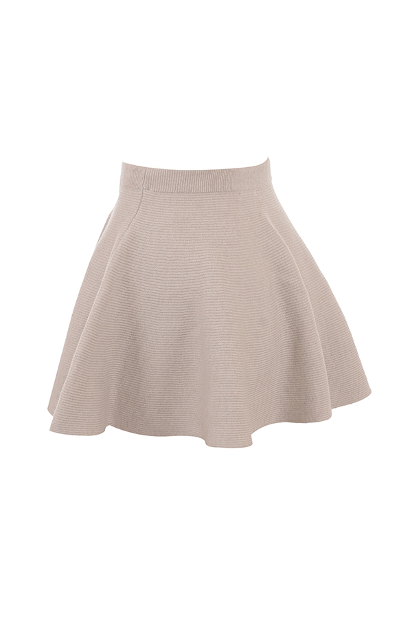 Fern  Biscuit Wool Cashmere Ribbed Flounce Mini Skirt — image 10