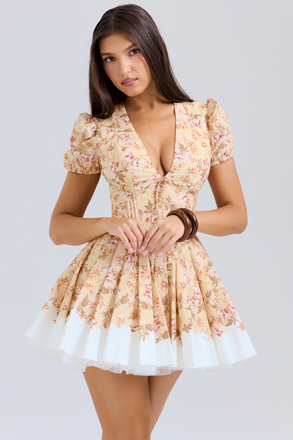 Imani  Honeyflower Print Pleated Cotton Mini Dress — image 1