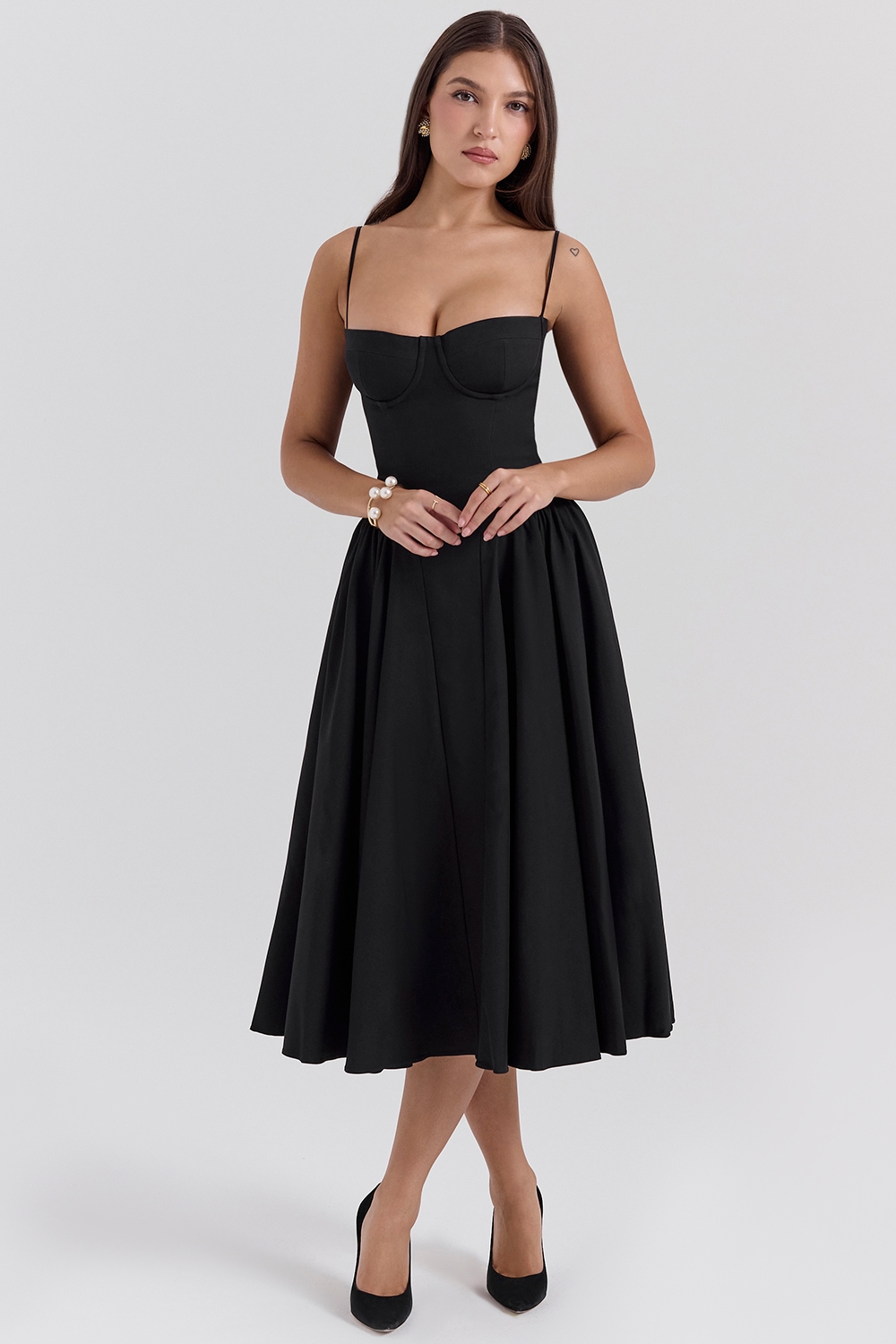 Samaria  Black Corset Midi Dress — image 2