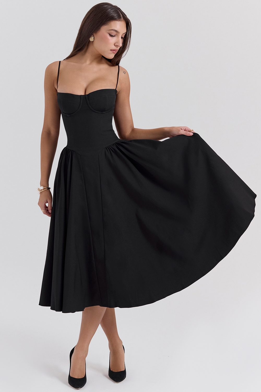 Samaria  Black Corset Midi Dress — image 3