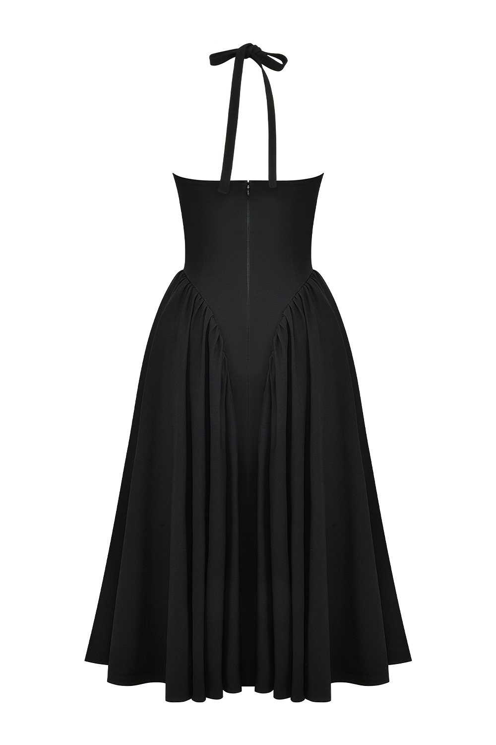 Marilyn  Black Twill Halter Midi Dress — image 14