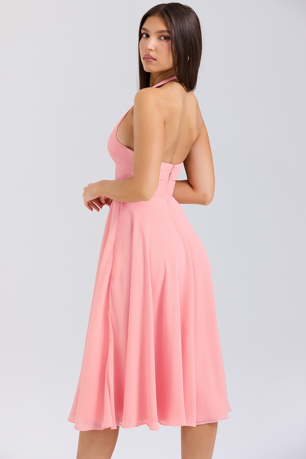 Solada  Peach Georgette Halter Sundress — image 7