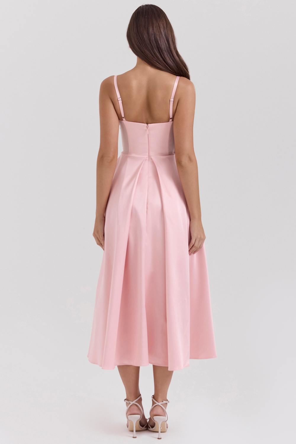 Tiffany  Parisian Pink Satin A-Line Midi Dress — image 8