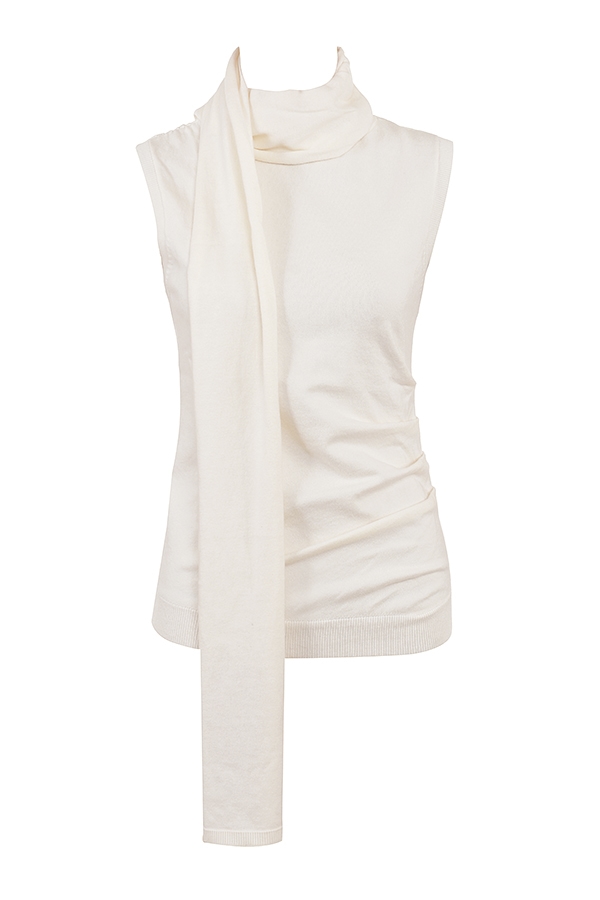 Clementine  Ivory Cashmere Draped Tank and Scarf — image 9