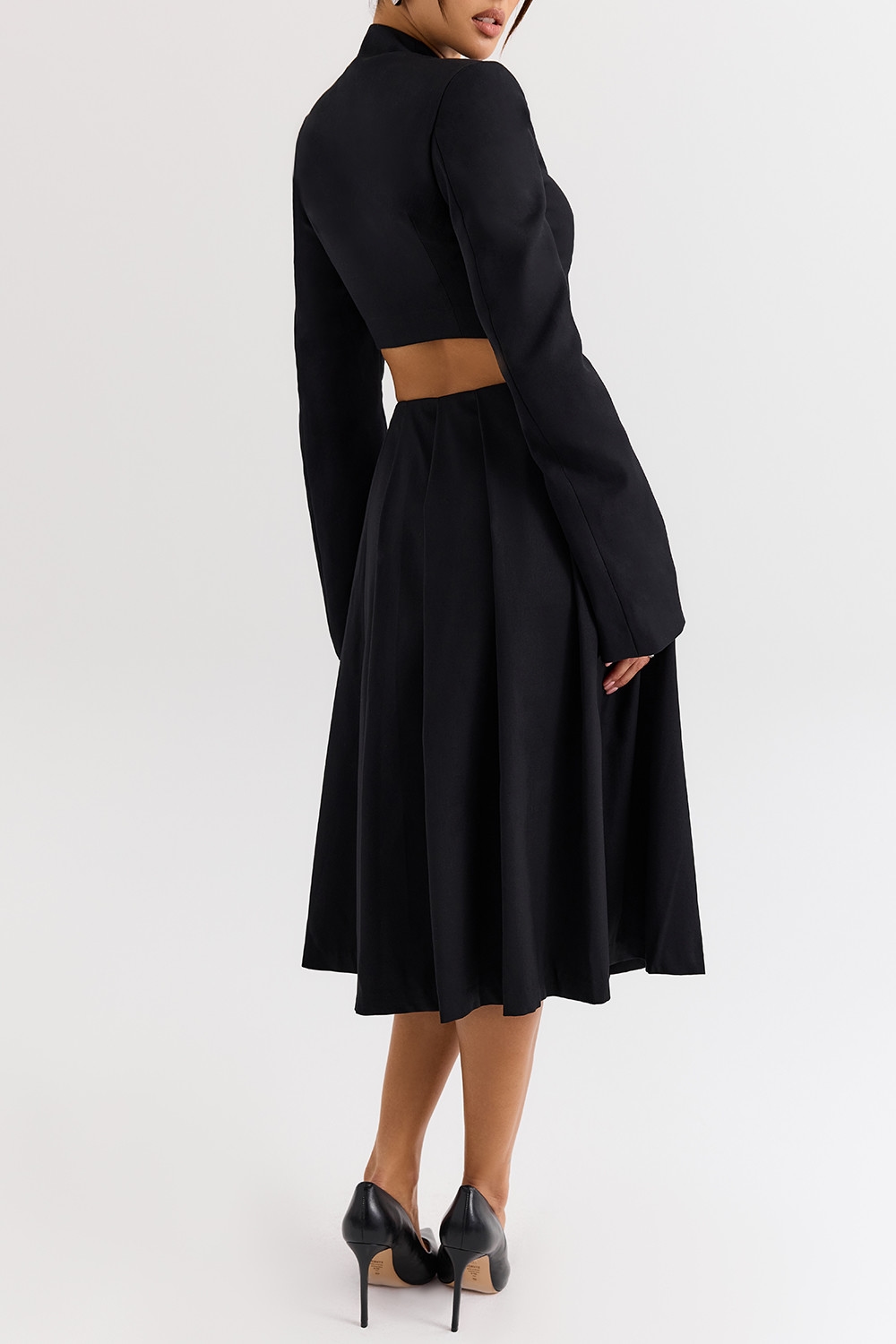 Mistress Rocks Black Pleated Wrap Front Midi Skirt - SALE — image 7