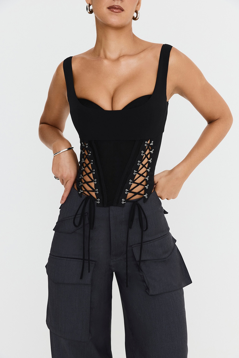 Mistress Rocks Black Lace Up Corset Top - SALE — image 5