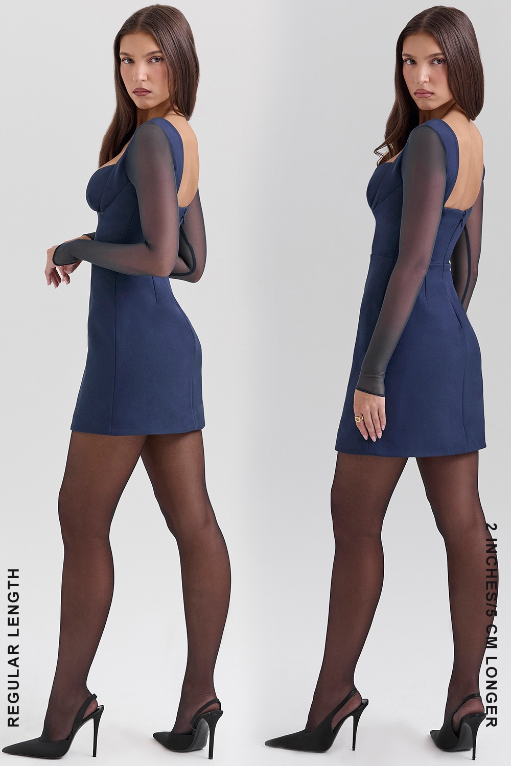 Angelie  Midnight Stretch Crepe Plunge Mini Dress — image 8