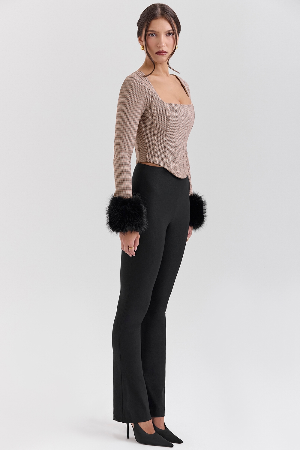 Antonia  Brown Puppytooth Corset Top — image 3