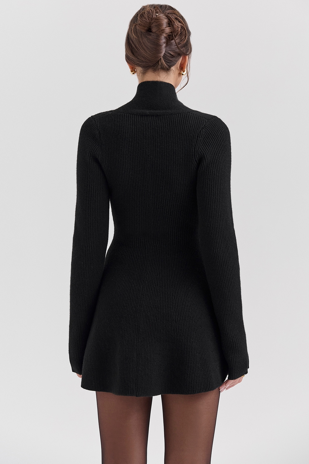 Aubrey  Black Wool Knitted Cardigan Dress — image 7