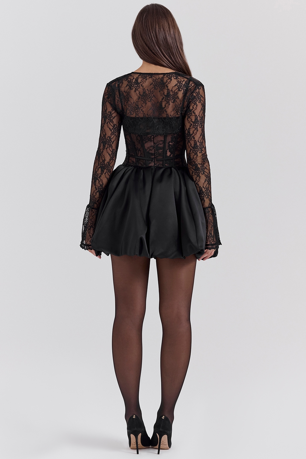 Beauty  Black Lace Puffball Mini Dress — image 7