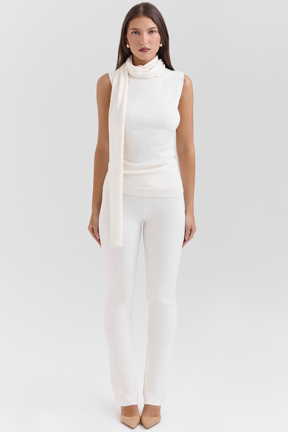 Clementine  Ivory Cashmere Draped Tank and Scarf — image 3