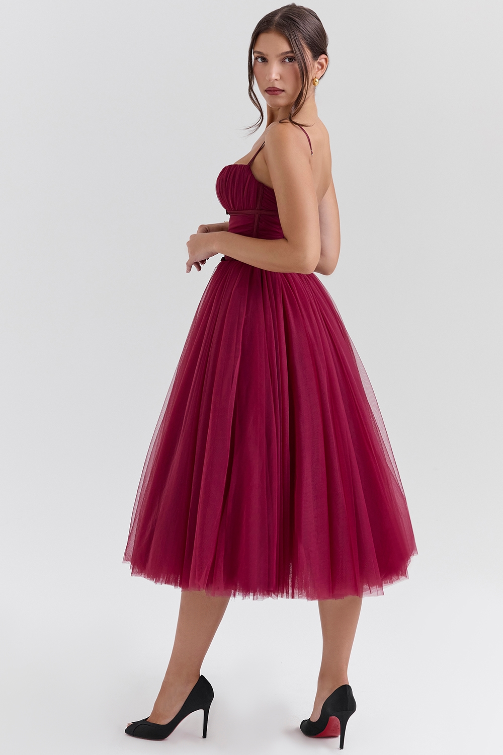 Countess  Cabernet Tulle Midi Dress — image 6