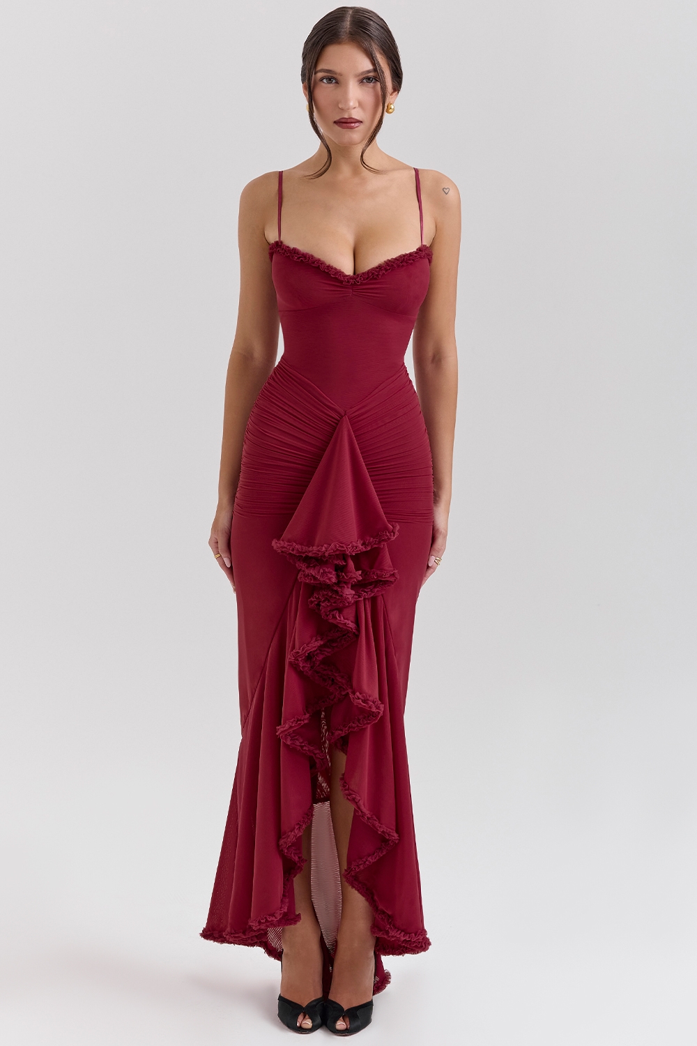 Gabbi  Wine Ruffled Front Gown — image 5