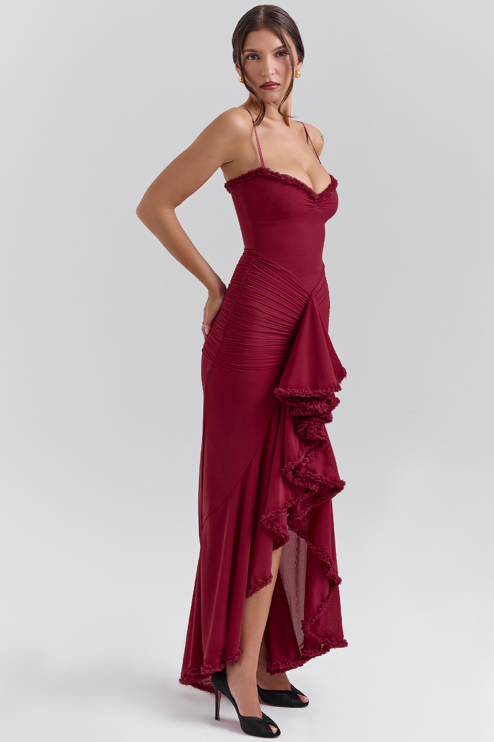 Gabbi  Wine Ruffled Front Gown — image 6