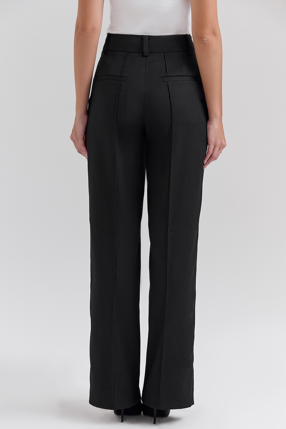 Hayden  Black Wide Leg High Waist Tailored Trousers — image 10