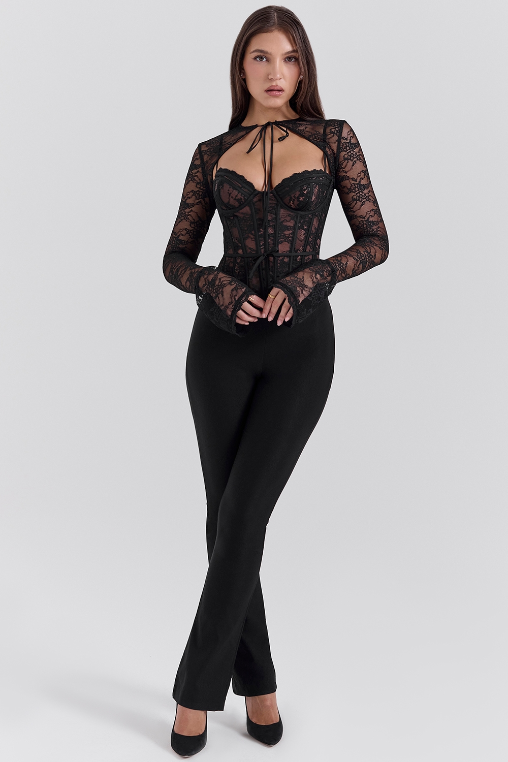 Lisette  Black Lace Corset Top with Bolero — image 2