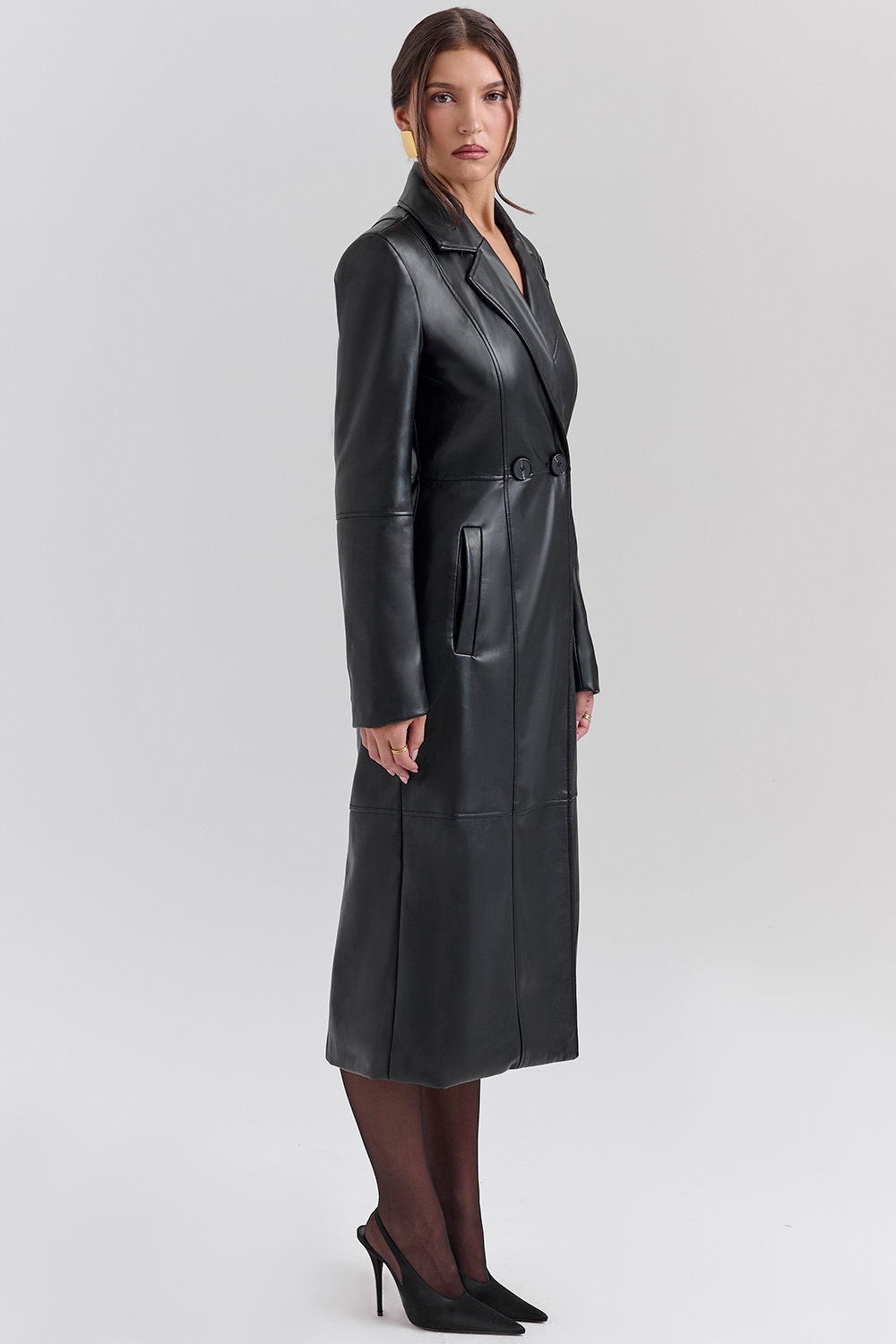 Marcel  Black Faux Fur Trimmed Vegan Leather Coat — image 9