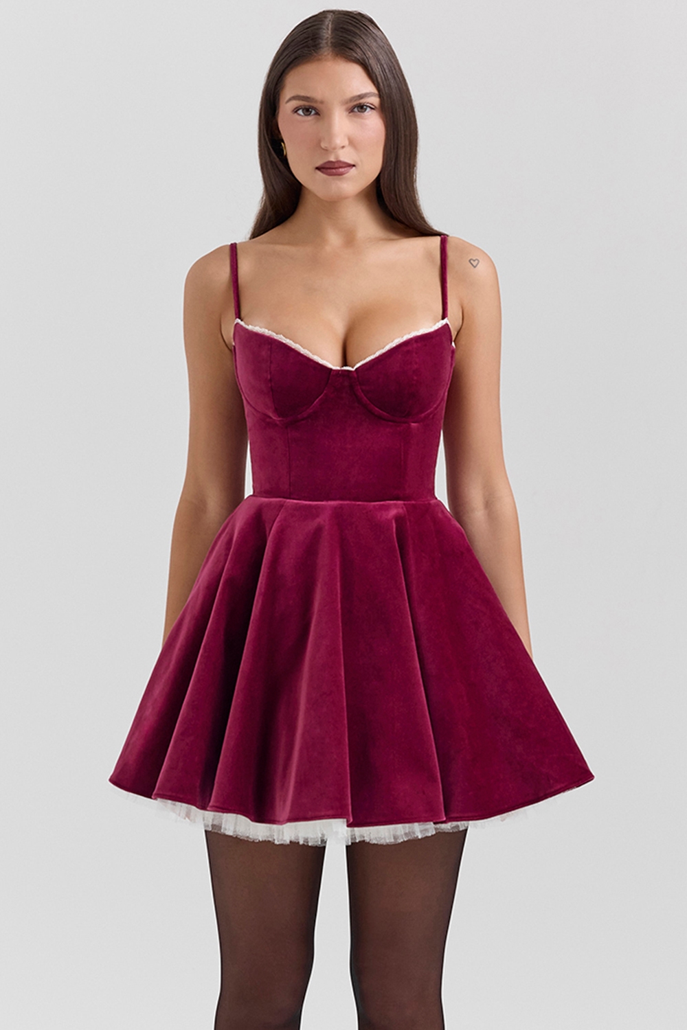 Minimoiselle  Burgundy Velvet Tulle Mini Dress — image 1