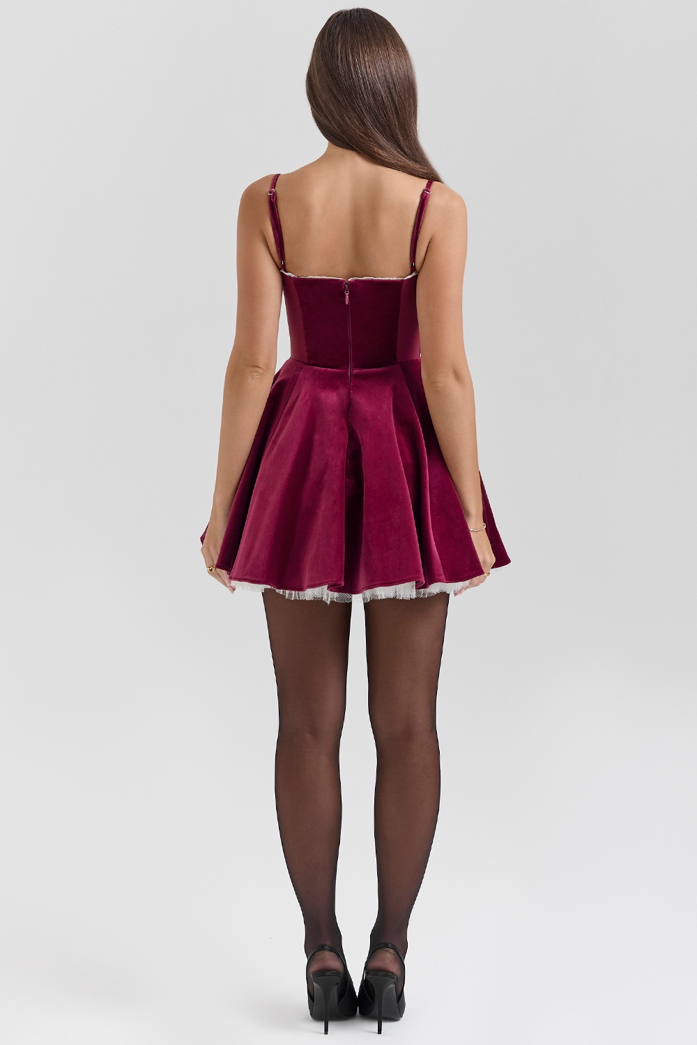 Minimoiselle  Burgundy Velvet Tulle Mini Dress — image 7