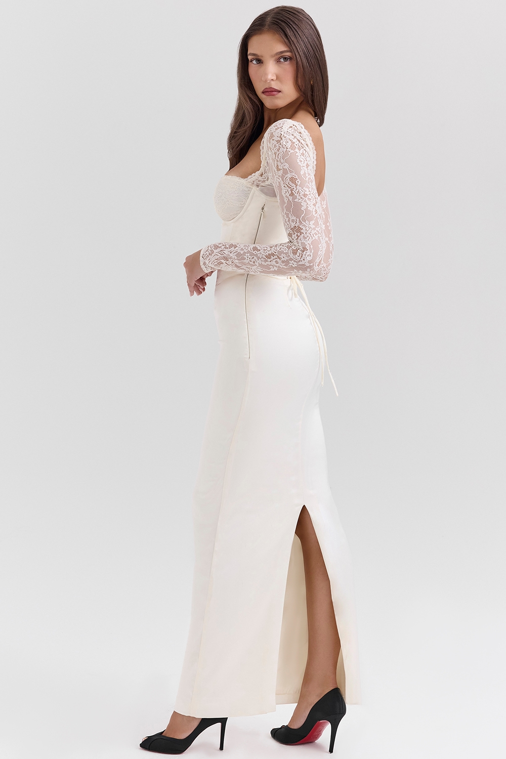 Perdi  Vintage Ivory Satin Maxi Dress — image 6