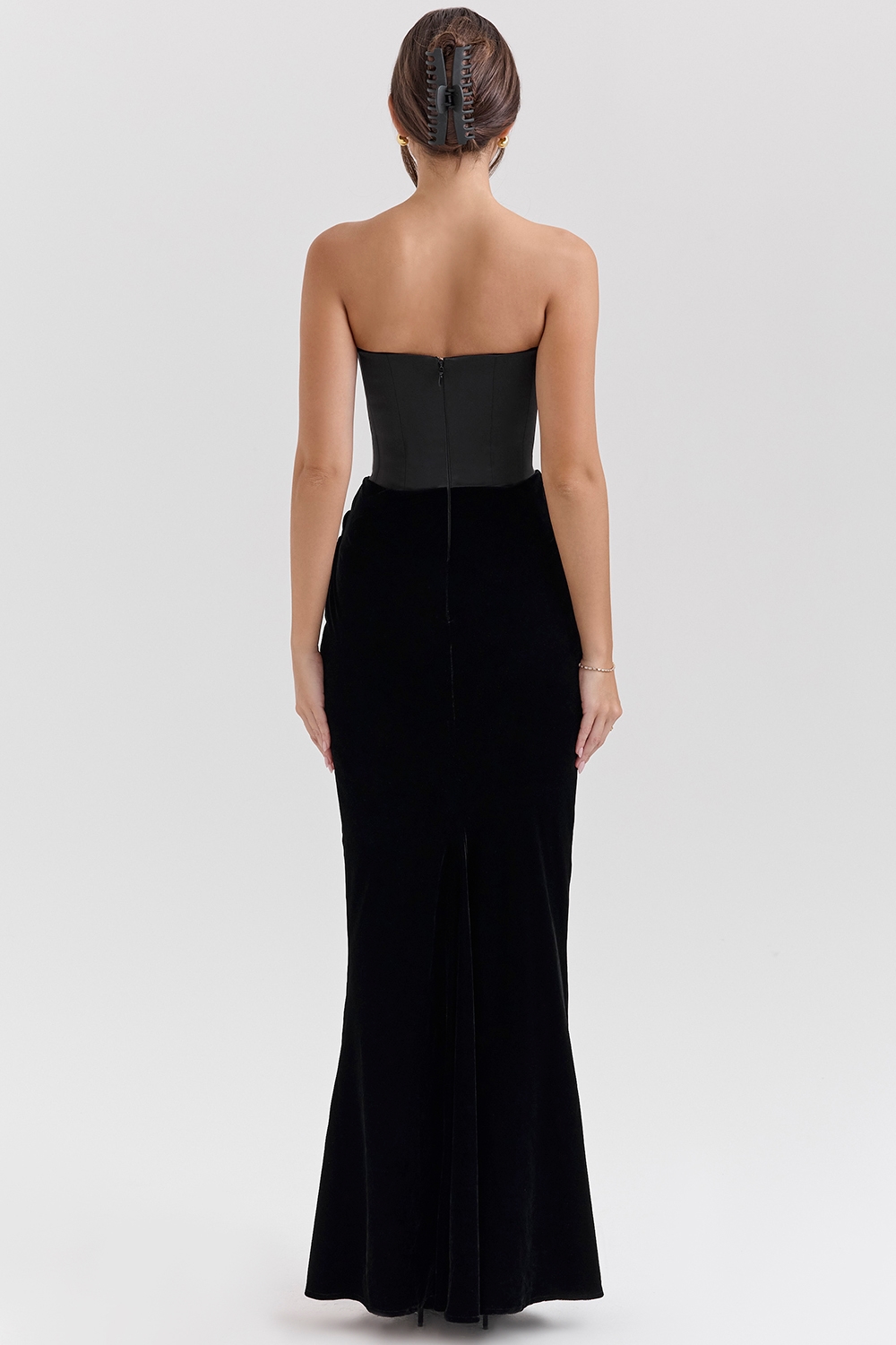 Persephone  Black Velvet Strapless Corset Maxi Dress — image 8