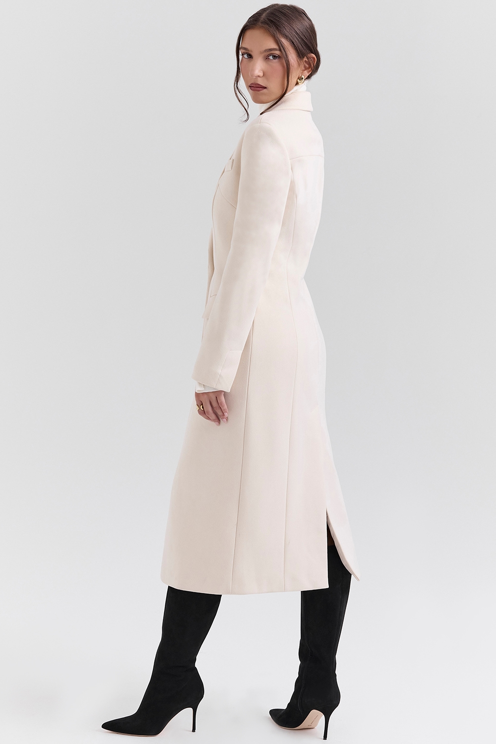 Remi  Ivory Single Breasted Long Coat — image 7