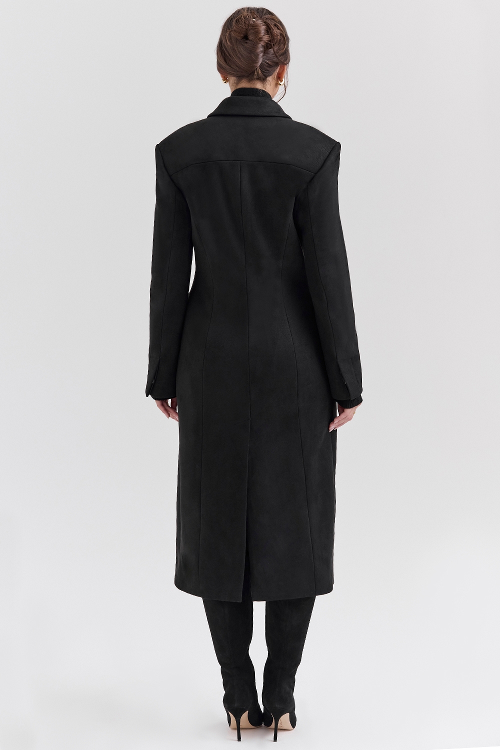 Remi  Black Single Breasted Long Coat — image 9