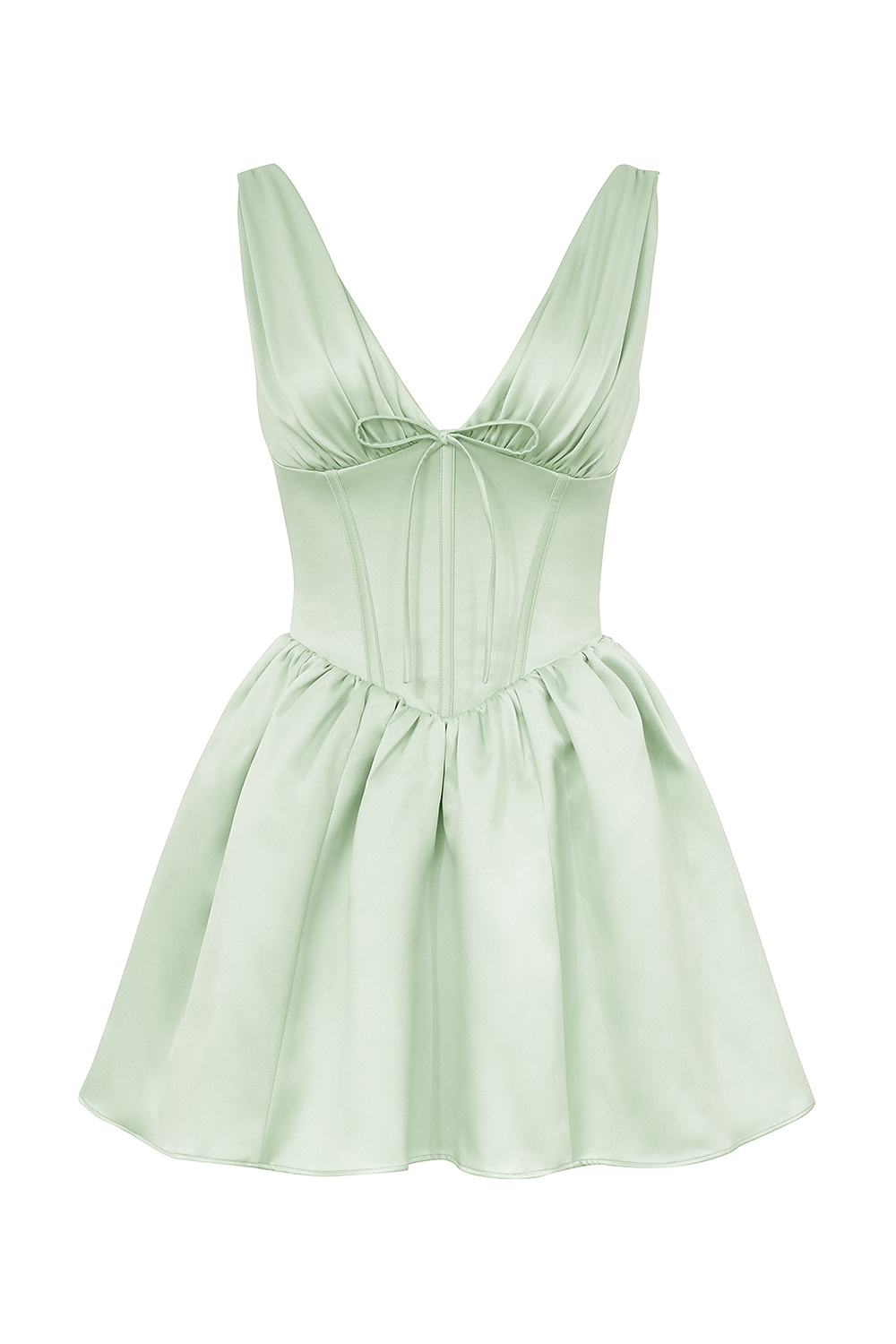 Emmeliette  Pistachio Satin Mini Dress — image 12