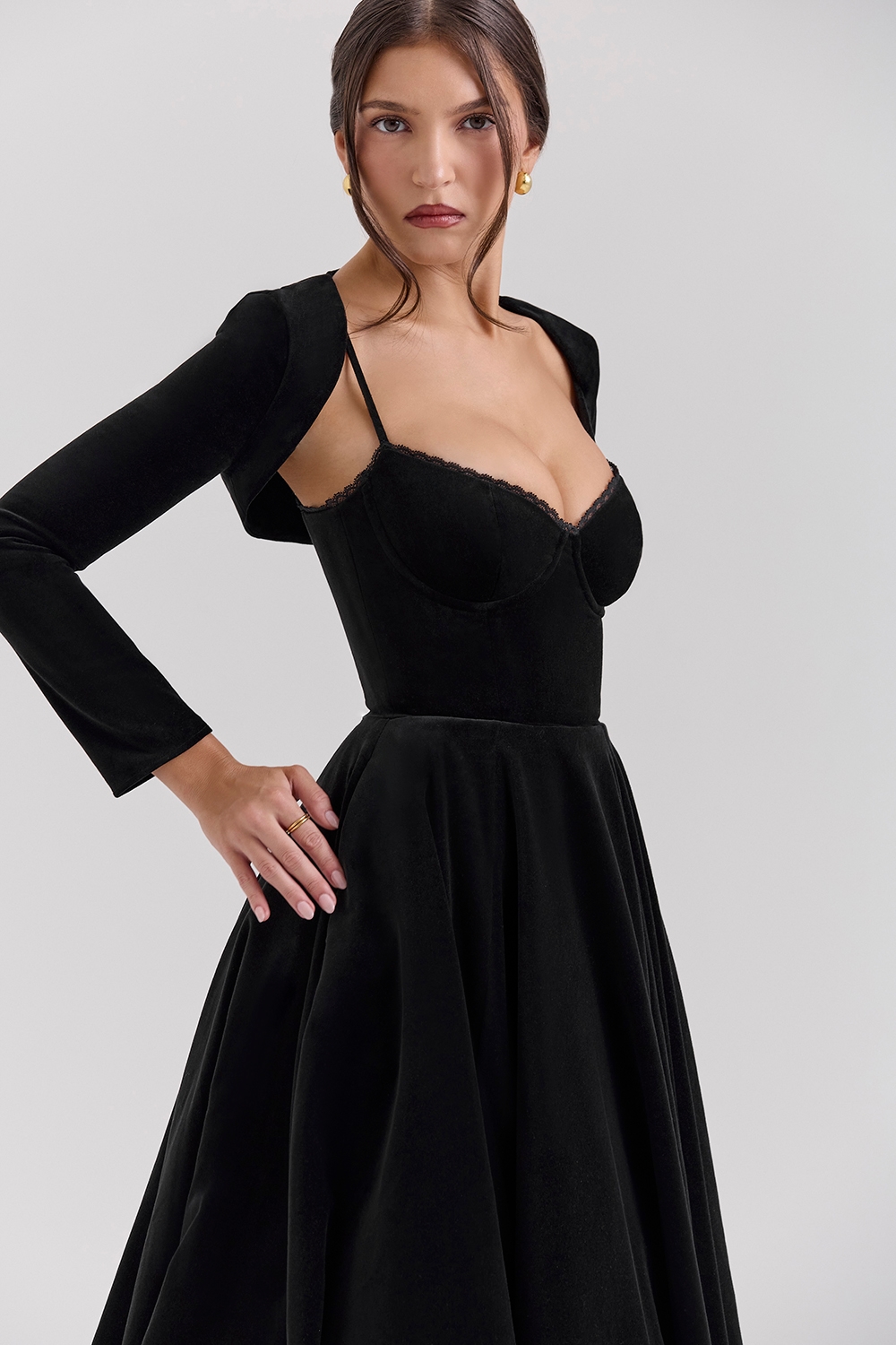 Mademoiselle  Black Velvet Tulle Midi Dress + Bolero — image 5