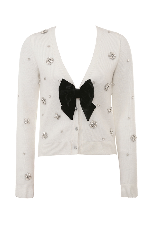 Beaubella  Ivory Soft Mohair Embellished Cardigan — image 8