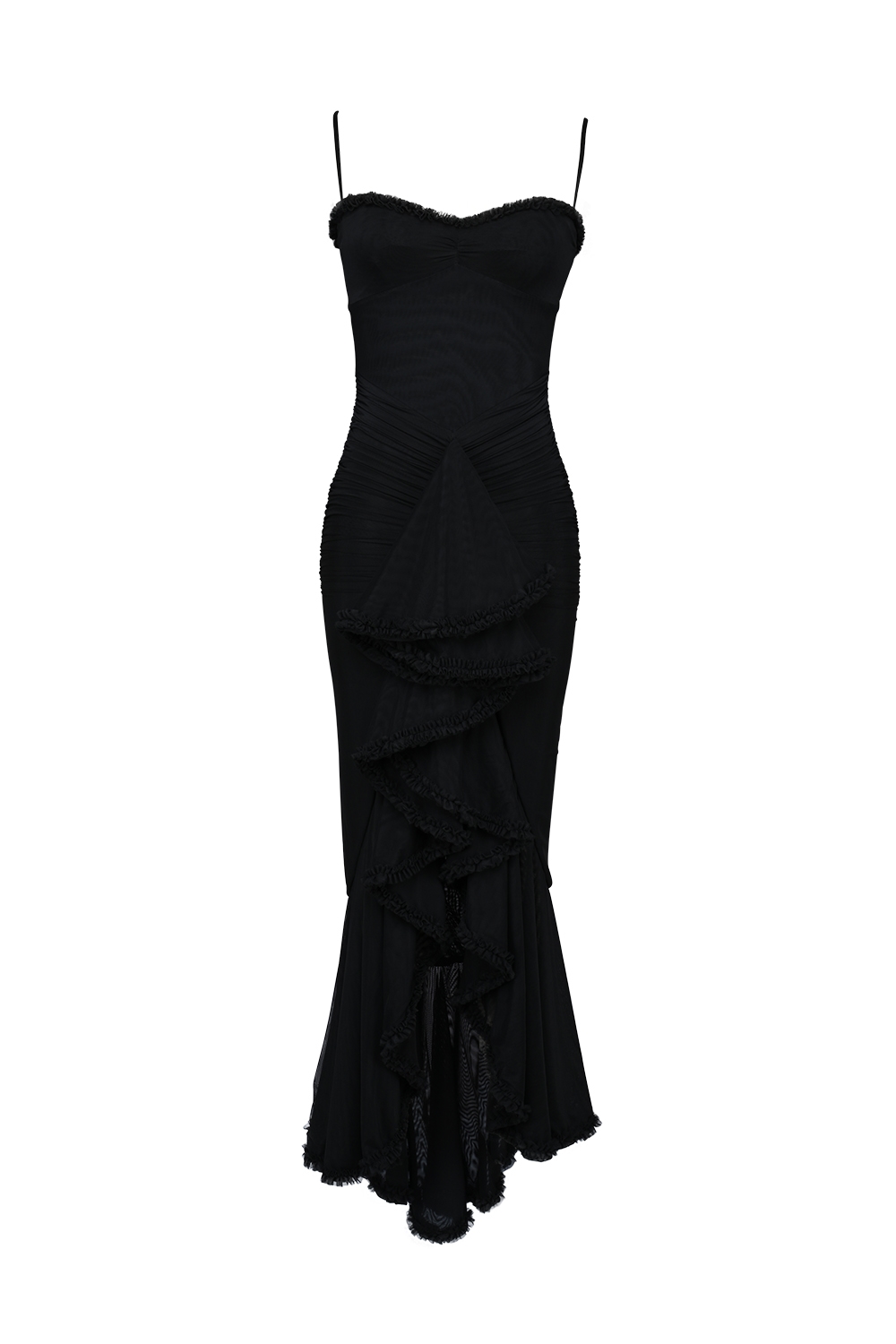 Gabbi  Black Mesh Ruffled Front Gown — image 12