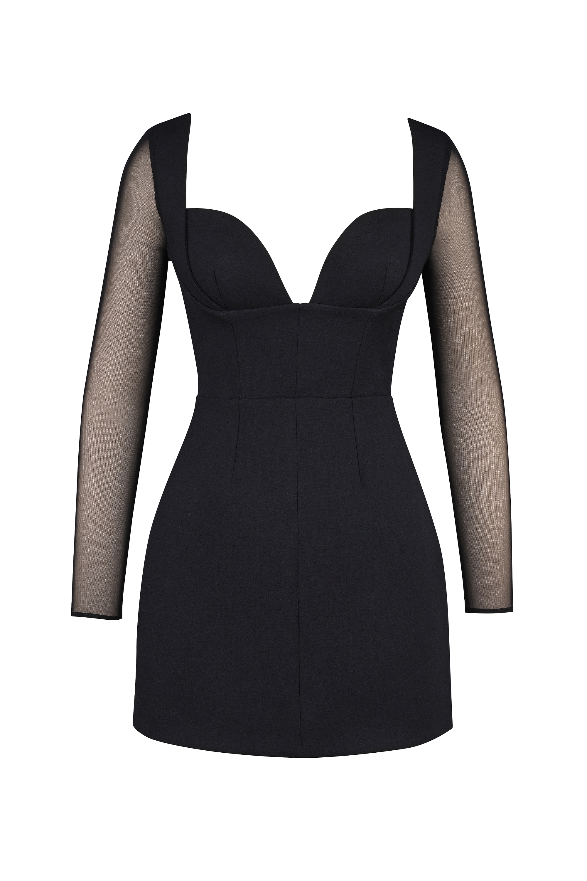 Angelie  Black Stretch Crepe Plunge Mini Dress — image 14