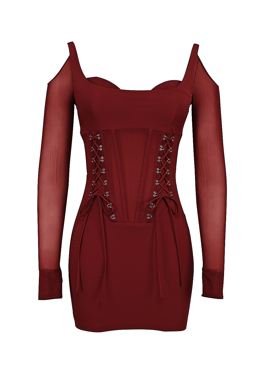Mistress Rocks Dark Cherry Lace Up Corset Mini Dress - SALE — image 11