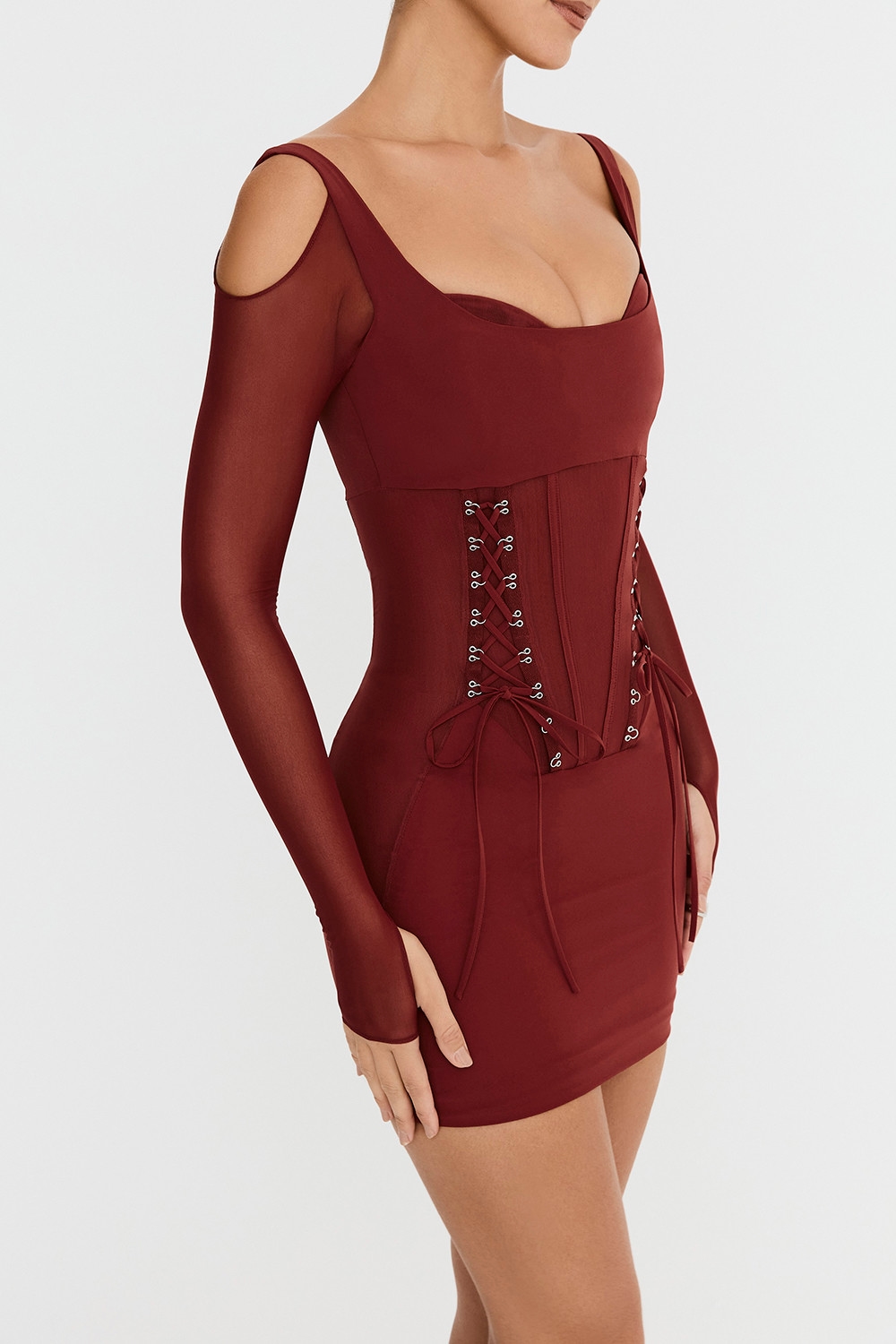 Mistress Rocks Dark Cherry Lace Up Corset Mini Dress - SALE — image 6