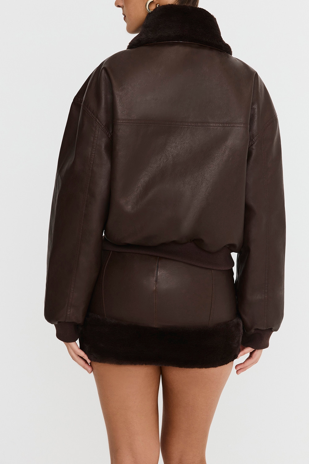 Mistress Rocks Chocolate Faux Fur Trimmed Vegan Leather Jacket - SALE — image 8