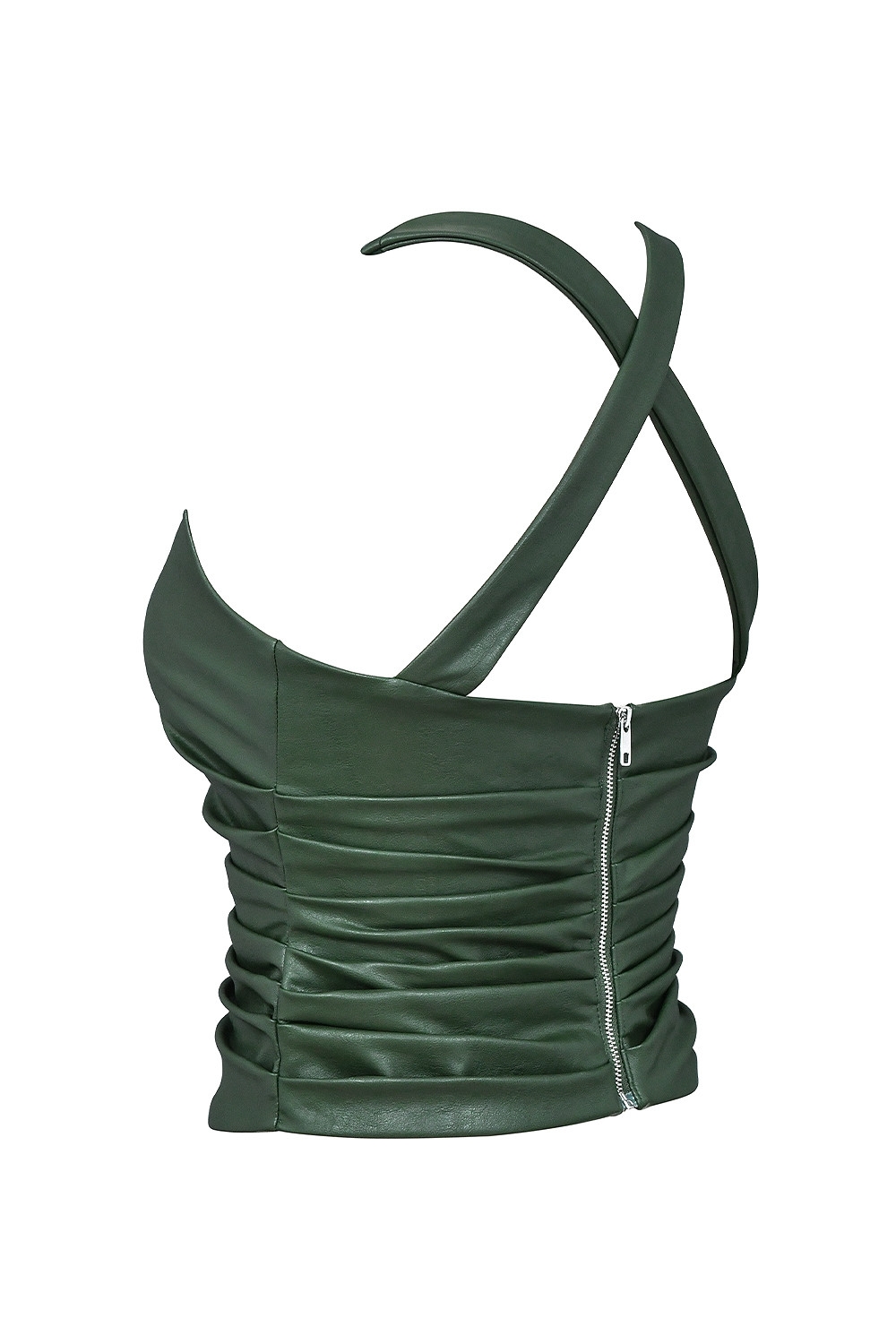 Mistress Rocks Evergreen Vegan Leather Gathered Top - SALE — image 9