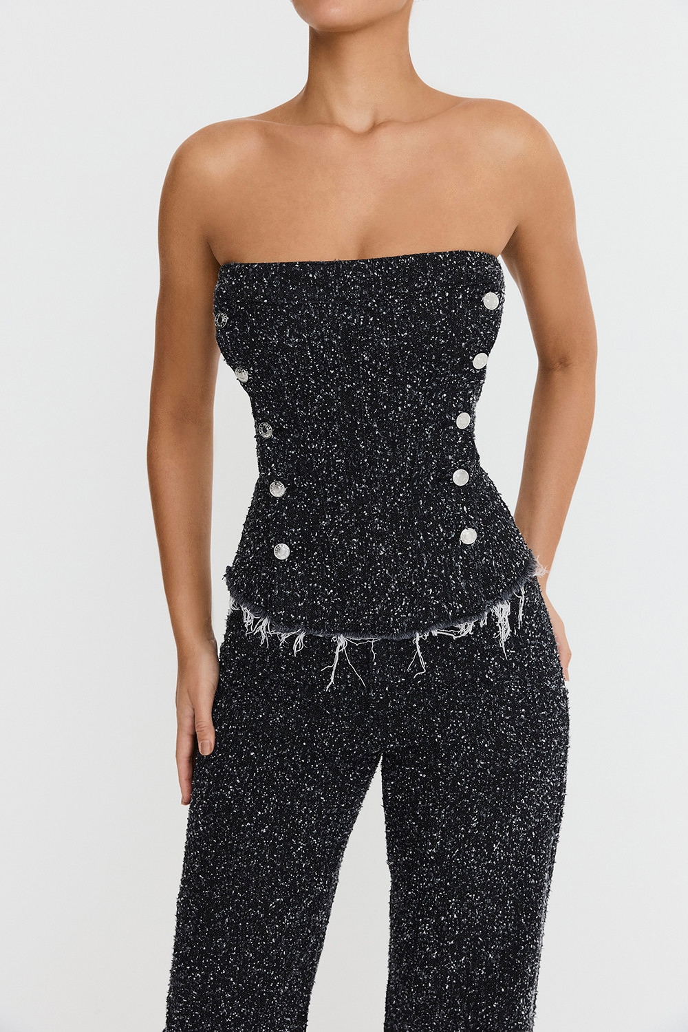 Mistress Rocks Distressed Black Denim Strapless Top - SALE — image 3