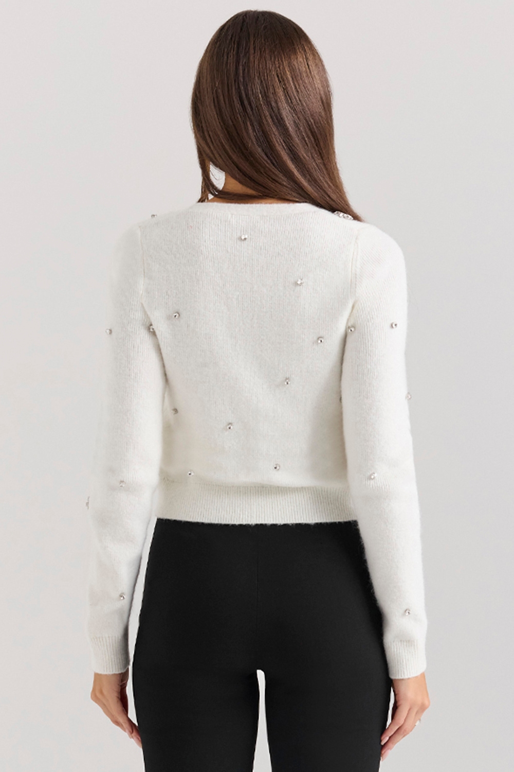 Beaubella  Ivory Soft Mohair Embellished Cardigan — image 5
