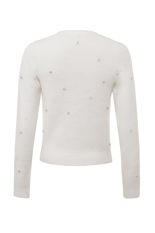 Beaubella  Ivory Soft Mohair Embellished Cardigan — image 10