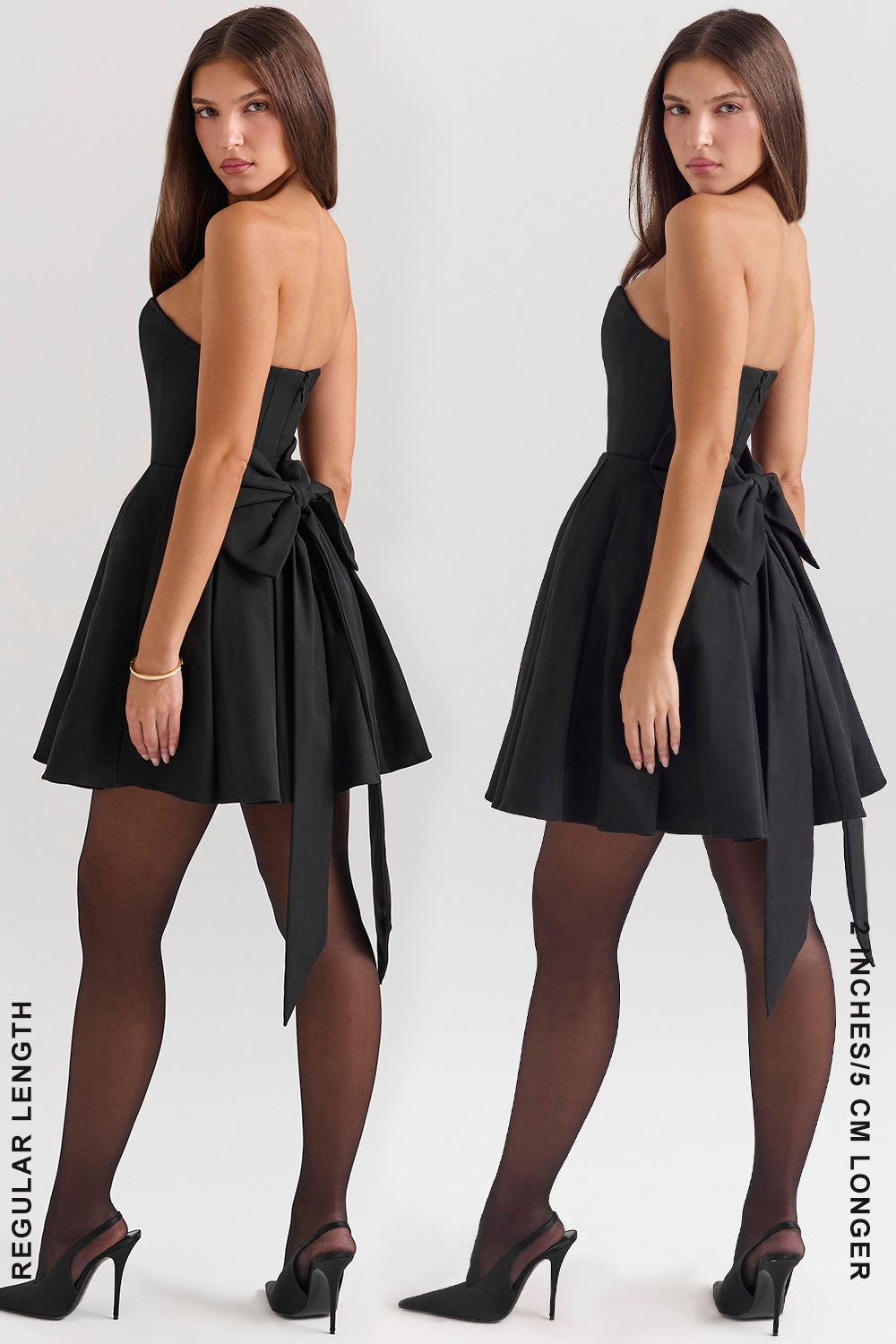 Emmanuela  Black Strapless Detachable Bow Mini Dress — image 11