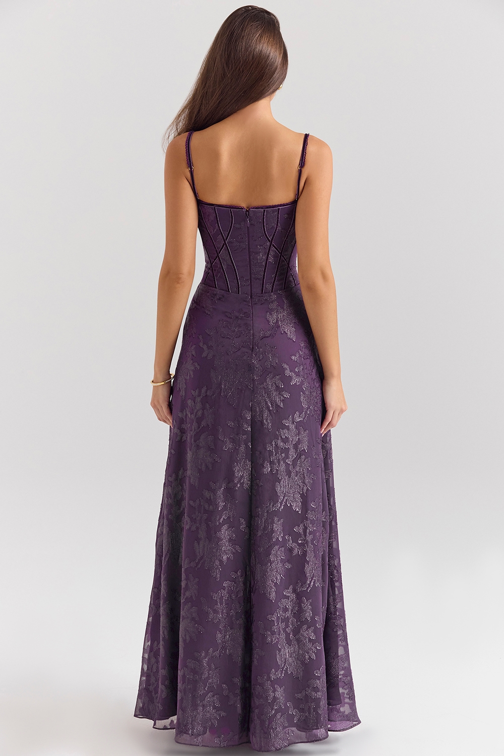 Esme  Grape Lurex Chiffon Maxi Dress — image 7