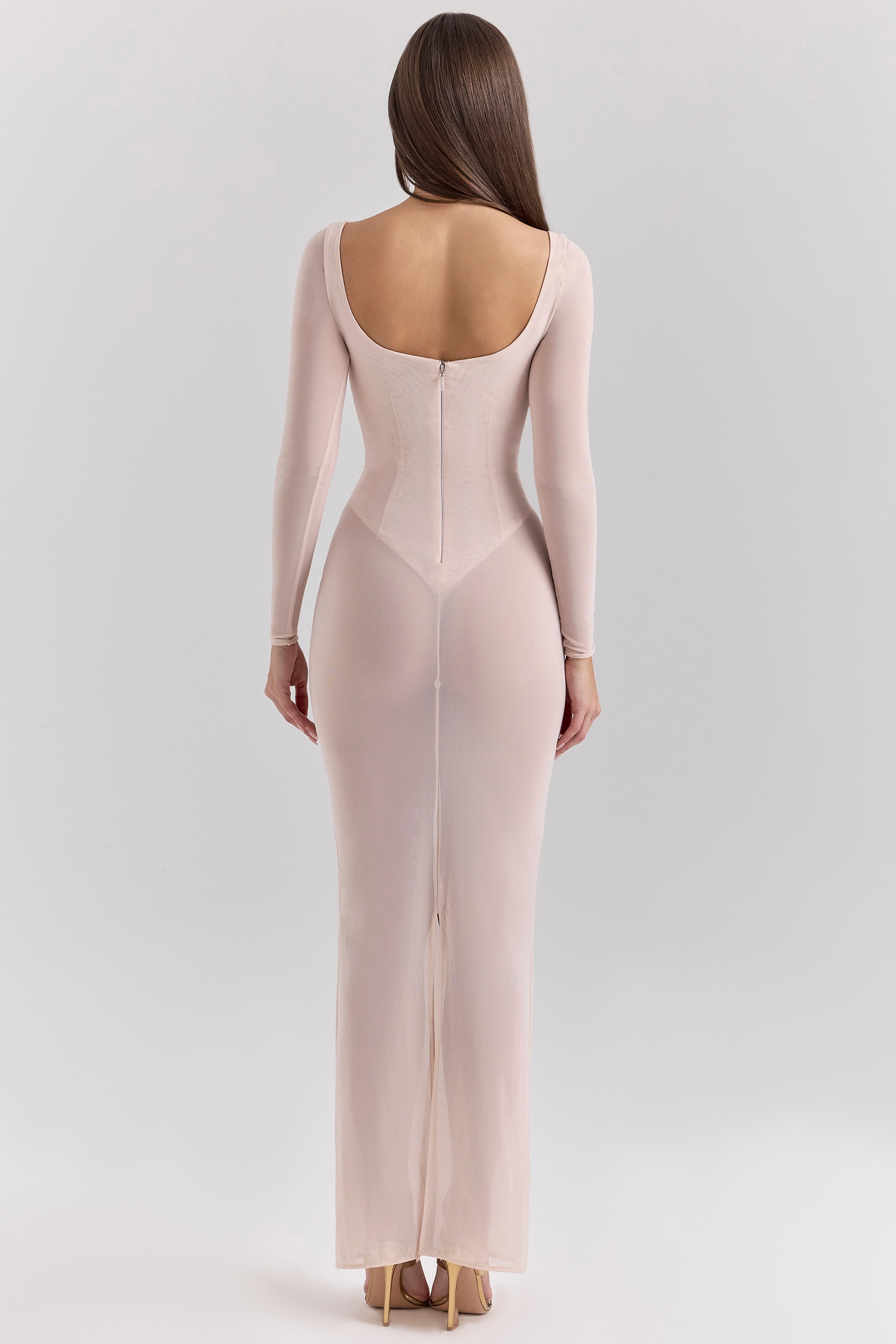 Everly  Blush Mesh Maxi Dress with Bodysuit — image 7