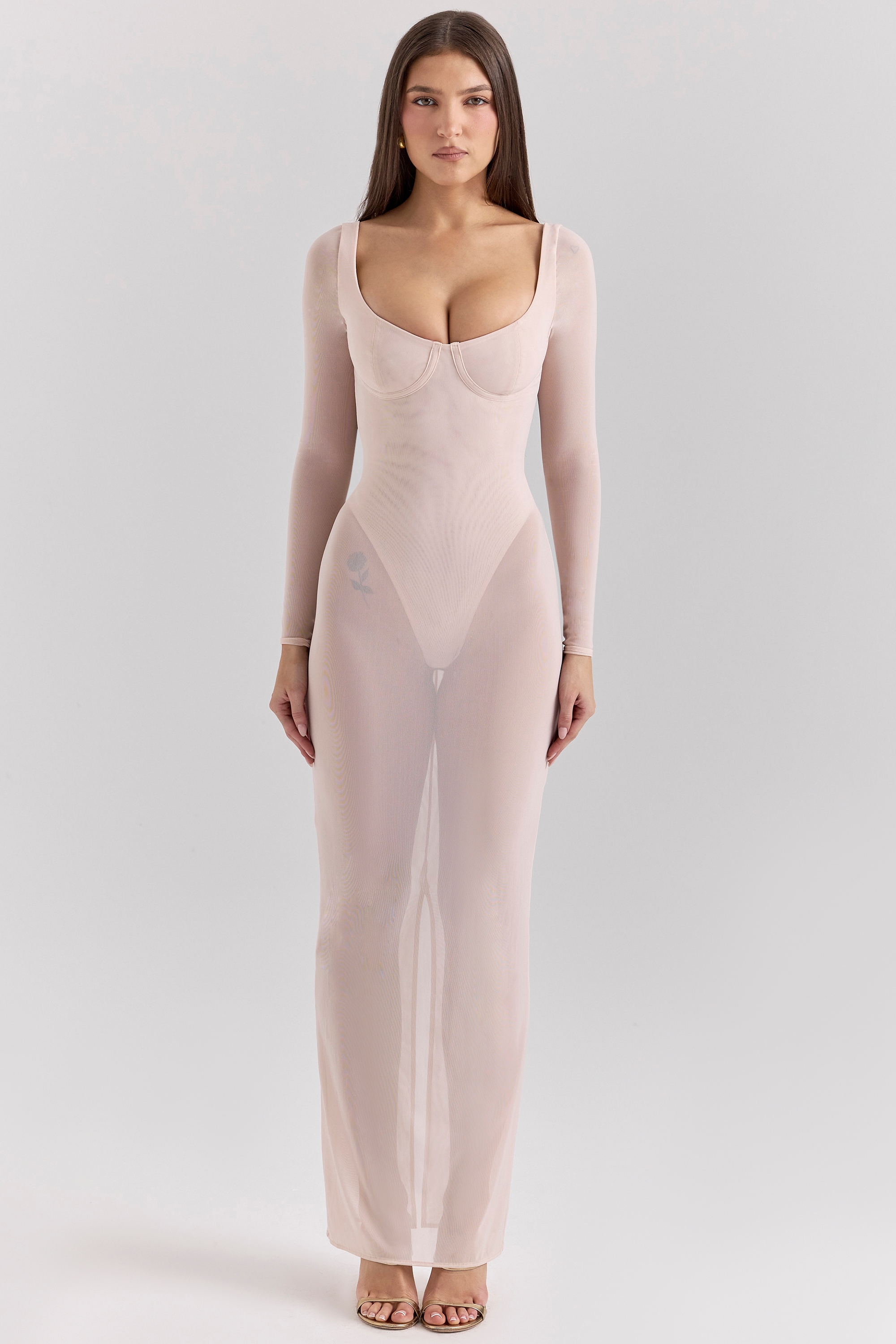 Everly  Blush Mesh Maxi Dress with Bodysuit — image 2