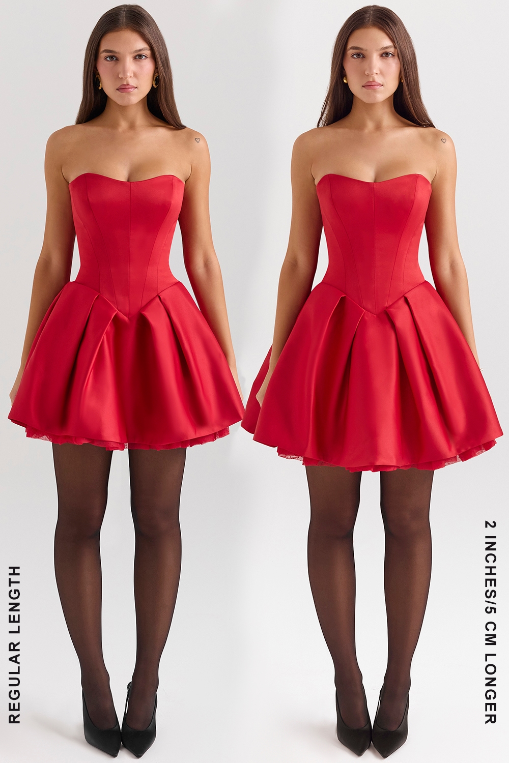 Salome  Holly Red Satin Detachable Bow Mini Dress — image 10