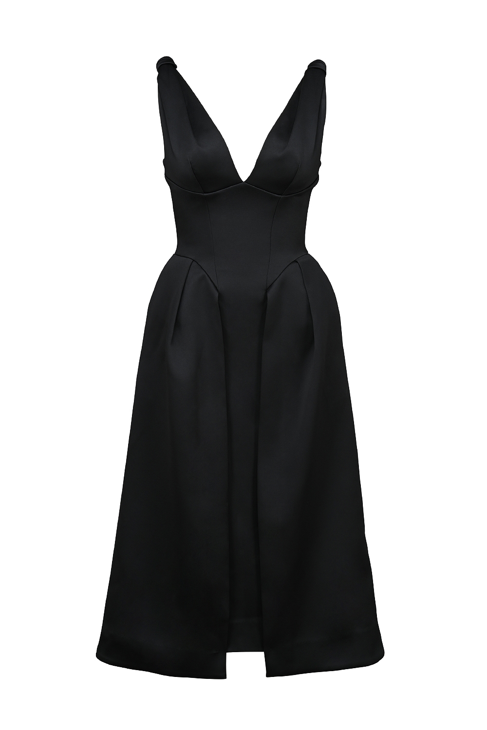Paloma  Black Satin Twist Strap Midi Dress — image 7