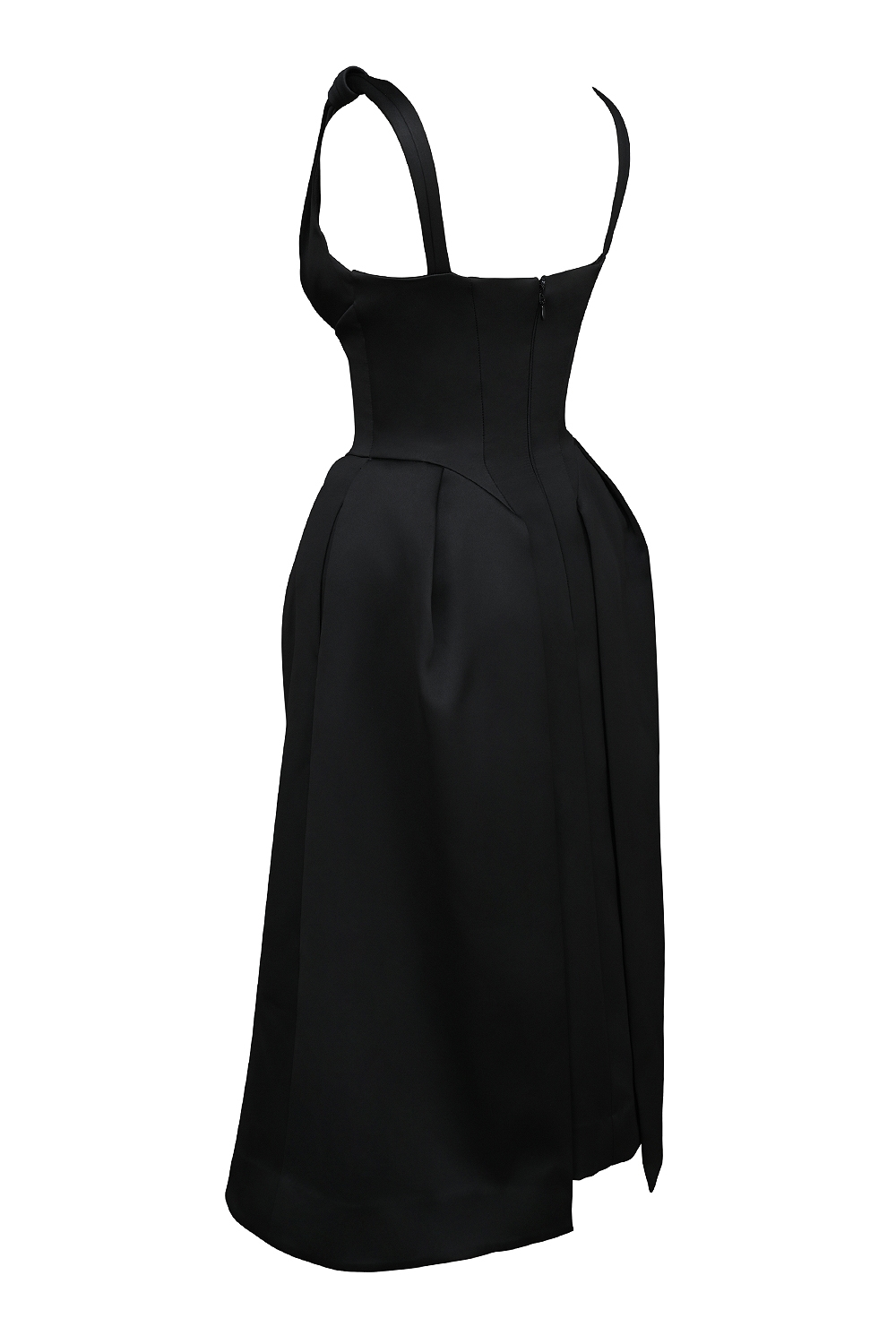 Paloma  Black Satin Twist Strap Midi Dress — image 8