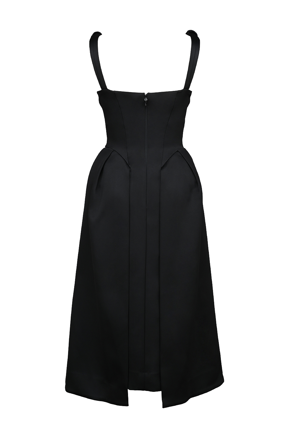 Paloma  Black Satin Twist Strap Midi Dress — image 9