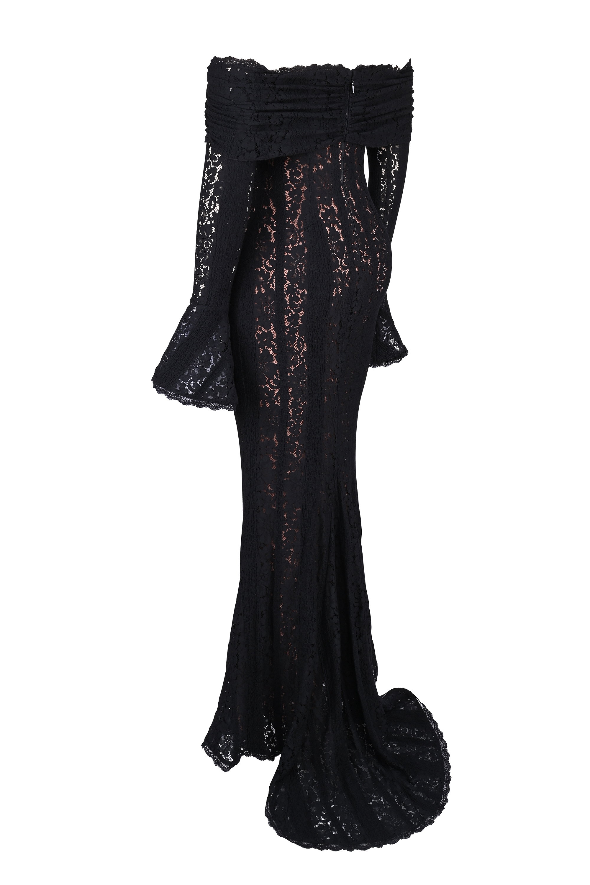Belle  Black Off Shoulder Floral Lace Maxi Dress — image 14