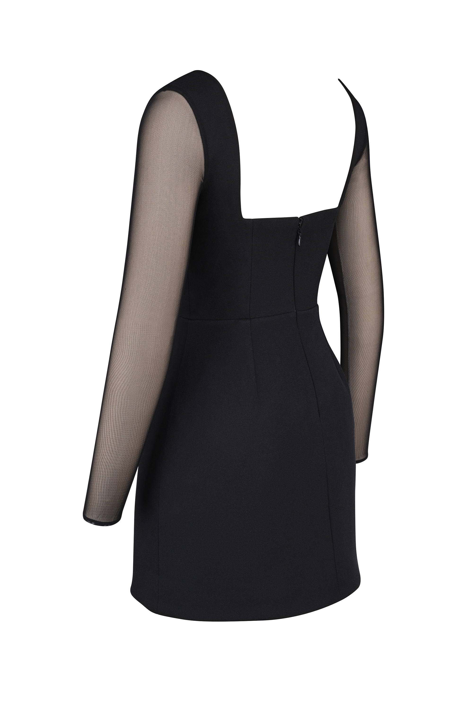 Angelie  Black Stretch Crepe Plunge Mini Dress — image 15